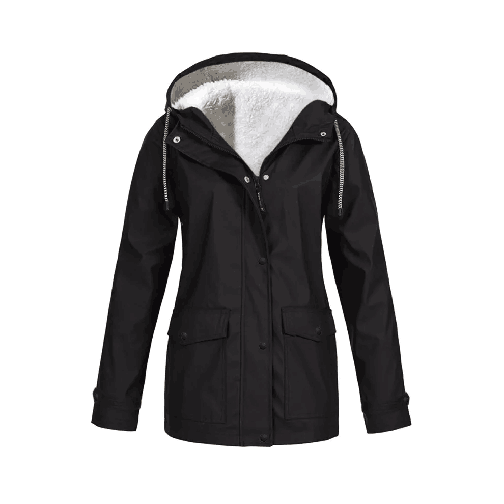 (Black, Tag Size L = UK Size 10) Women's Outdoor Hooded Winter Hiking Jacket Coat-image-OPC-PFV6HH6-NEW