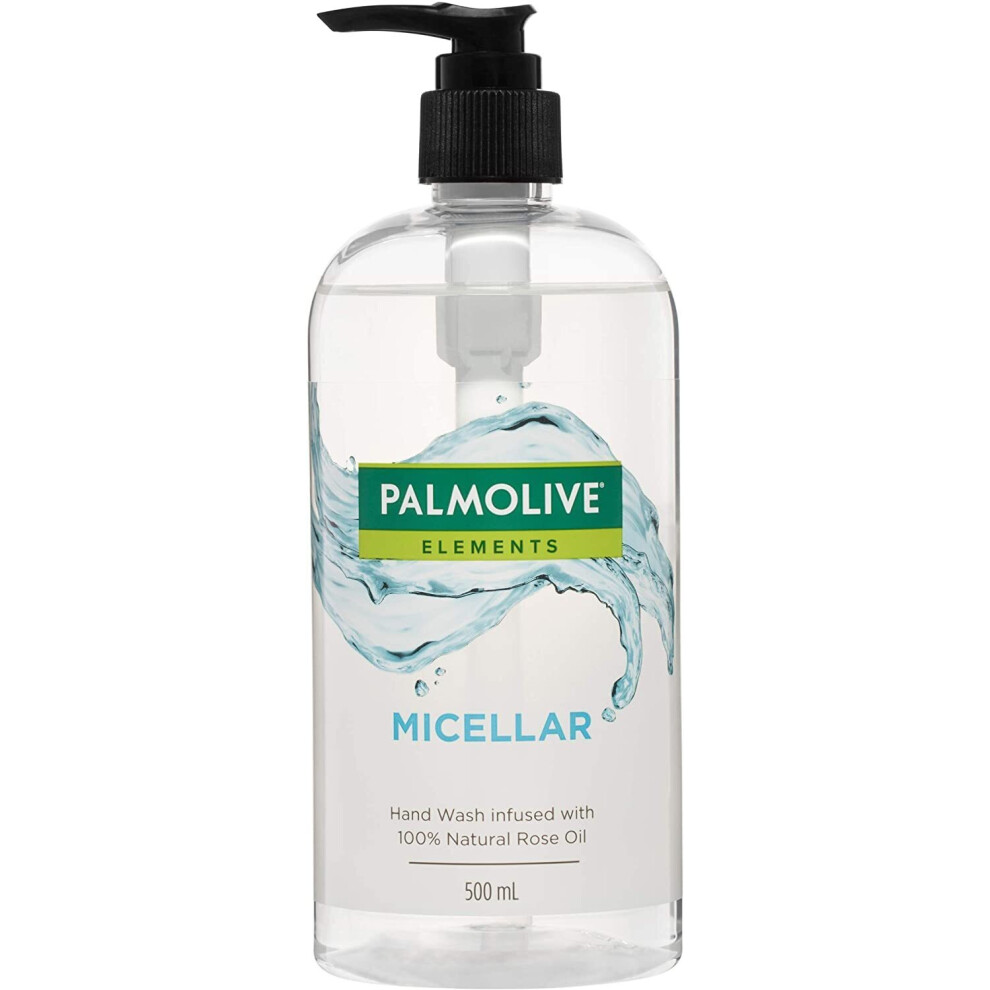 Palmolive 500ml Elements Liquid Hand Wash Soap Micellar + 100% Natural Rose Oil Pump Recyclable