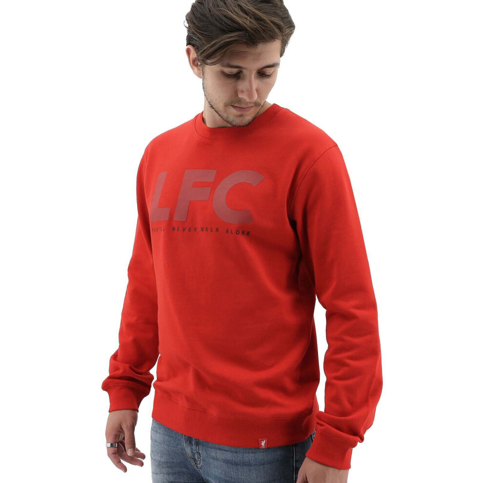 (S) Liverpool FC Mens Crew Jumper Sweatshirt Winter Warm Soccer Football LFC - Red