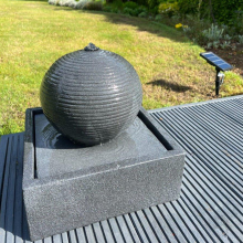 AllPondSolutions Globe On Plate Box Water Feature with LED Lights - Solar