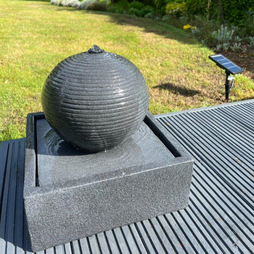 AllPondSolutions Globe On Plate Box Water Feature with LED Lights - Solar