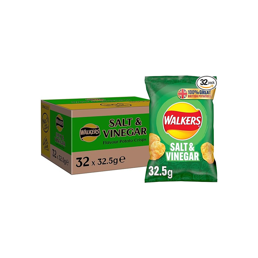 Walkers Salt and Vinegar Crisps, 32.5 g (Case of 32)