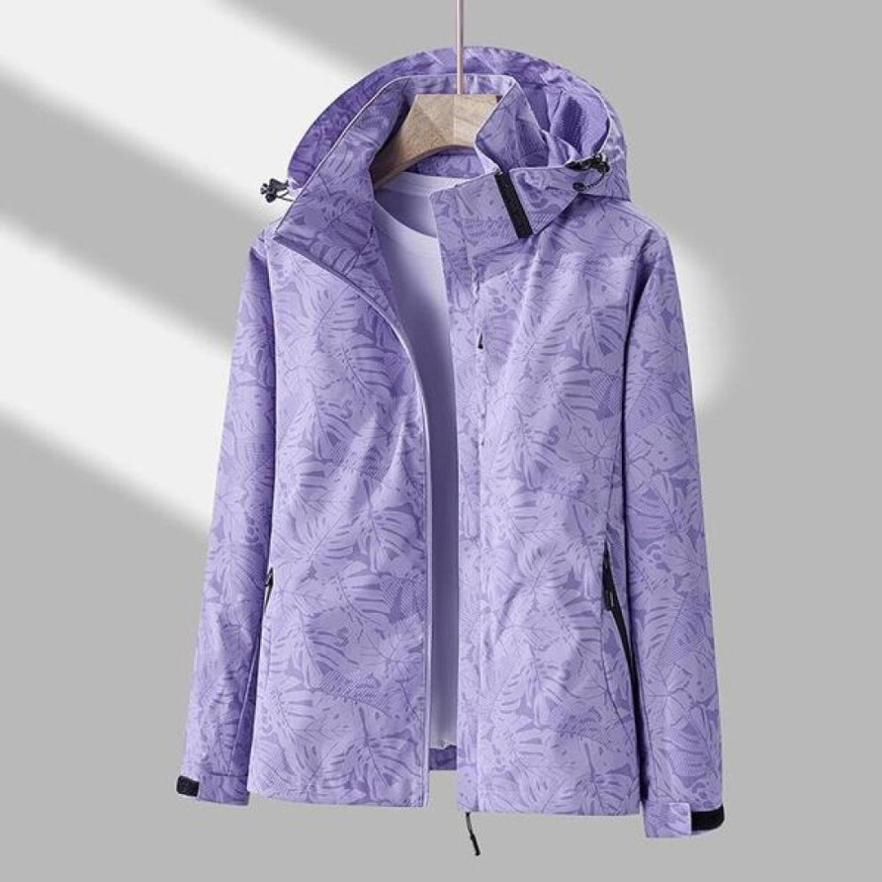 (purple, L) Jackets For Women Autumn Winter Plus Size Casual Waterproof Thin Lightweight Hooded Coat Zip Windbreaker