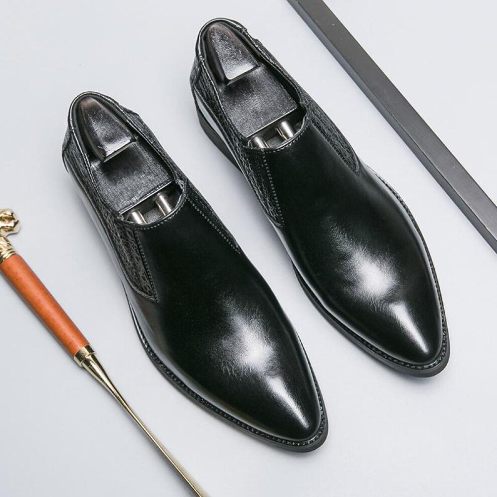 (black, 38) New Men&apos;s Dress Leather Shoes Luxury Fashion Groom Wedding Shoes Men Italian Style Oxford Shoes Plus Size 38-46