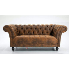 (1.5 Seat Sofa Brown) DProT Handmade Pu- Leather Chesterfield Sofa Armchair 1.5, 2 or 3 Seater Settee