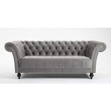 (3 Seater Sofa Grey) DProT Handmade Chesterfield Sofa Armchair 1.5, 2 or 3 Seater Settee Love Seat Velvet