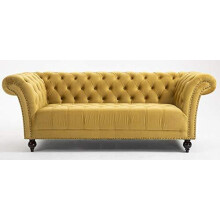 (3 Seater Sofa Mustard) DProT Handmade Chesterfield Sofa Armchair 1.5, 2 or 3 Seater Settee Love Seat Velvet