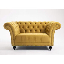 (1.5 Seat Sofa Mustard) DProT Handmade Chesterfield Sofa Armchair 1.5, 2 or 3 Seater Settee Love Seat Velvet