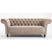 (3 Seater Sofa Beige) DProT Handmade Chesterfield Sofa Armchair 1.5, 2 or 3 Seater Settee Love Seat Velvet