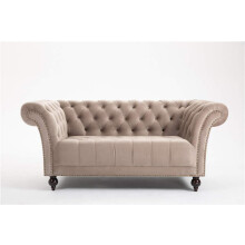 (2 Seater Sofa Beige) DProT Handmade Chesterfield Sofa Armchair 1.5, 2 or 3 Seater Settee Love Seat Velvet