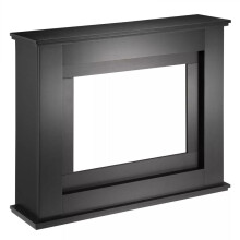 (Fire Surround Black) Modern Electric Fireplace with Remote Control & LED Log Fire Effect