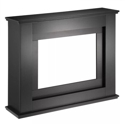 (Fire Surround Black) Modern Electric Fireplace with Remote Control & LED Log Fire Effect