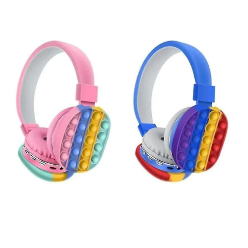 (Blue) Head-mounted Foldable Children Cute Rainbow Bluetooth Stereo Headset 2