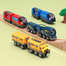 (dark blue train) Battery Operated Locomotive Train Set Powerful Engine Bullet Electric Train Car Toys Fit For Biro Wooden Railway Track Kids Gift