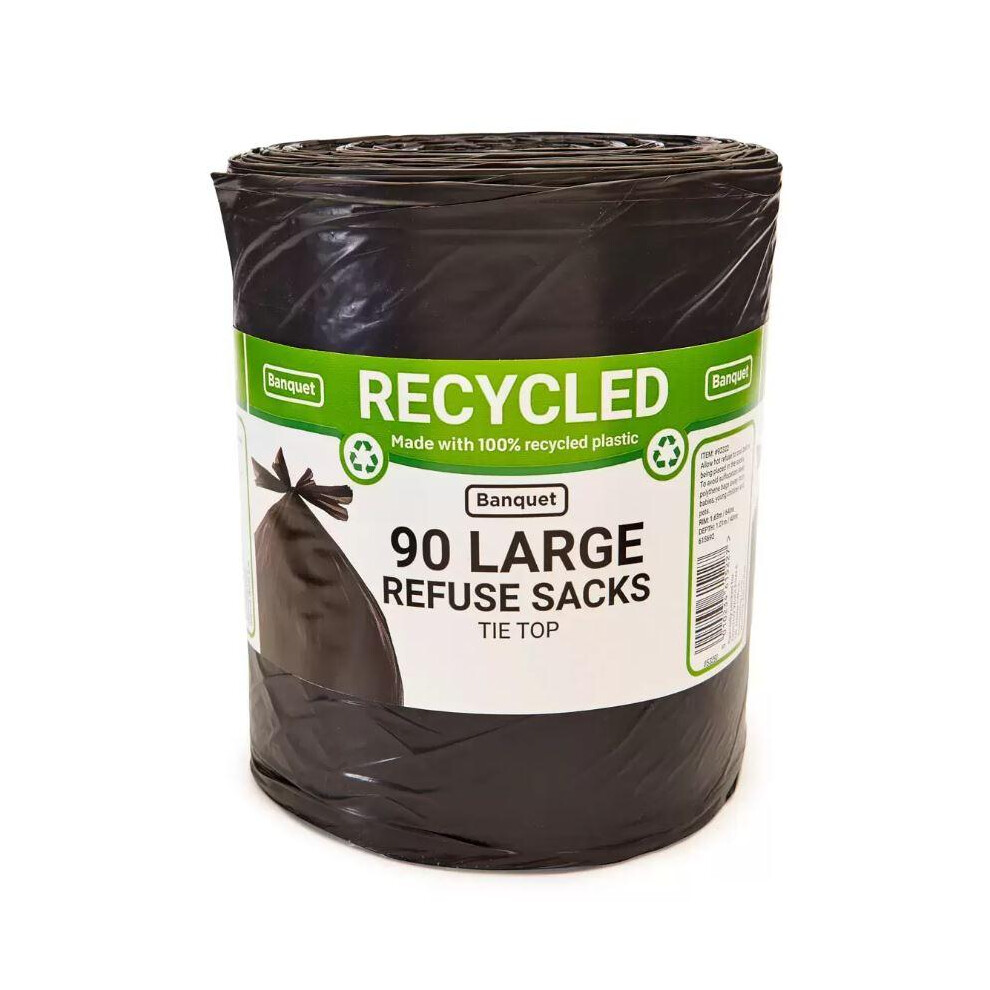 Banquet Recycled Tie Top Large Refuse Sacks, 90 Bags