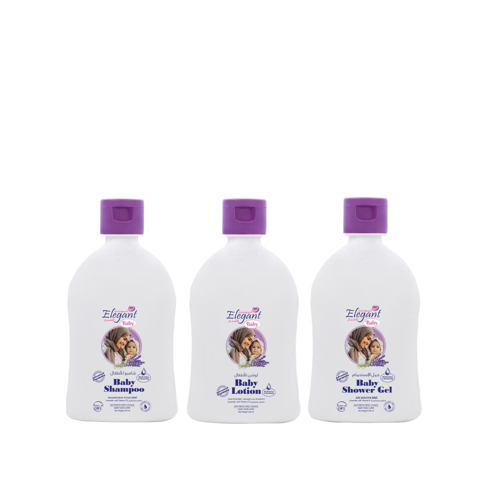 Elegant Lavender Baby Care Set | Lotion, Shampoo & Shower Gel, Gentle Formula for Sensitive Skin 200ml