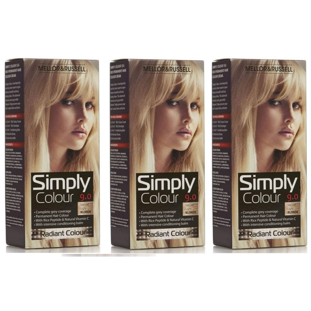 Simply Colour X Mellor & Russell Simply Permanent Hair Colour - 9 Natural Blonde Light Size 3
