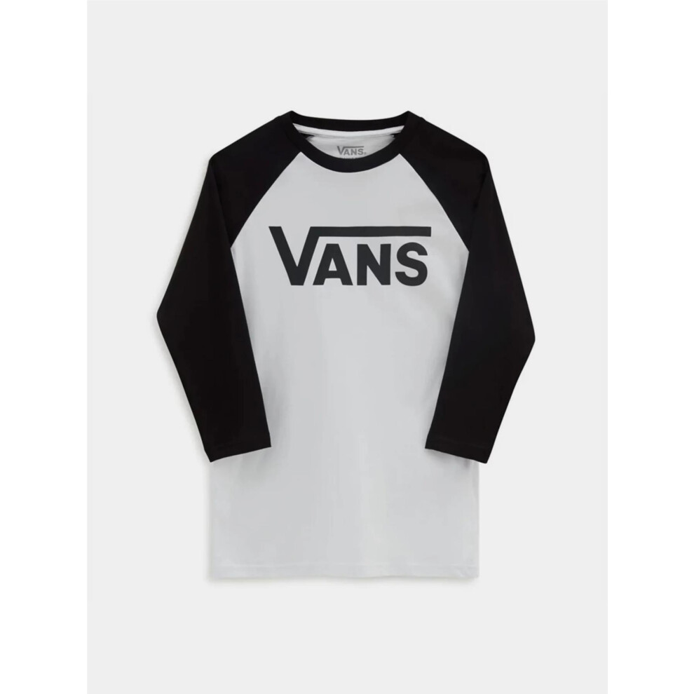 Vans (Small) Kids Classic Raglan Long Sleeve T-Shirt White