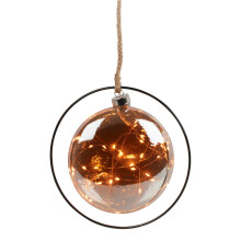 (Black Ring) 30 LEDs Decorative Hanging Orb with Jute Rope Xmas Fairy String Lights