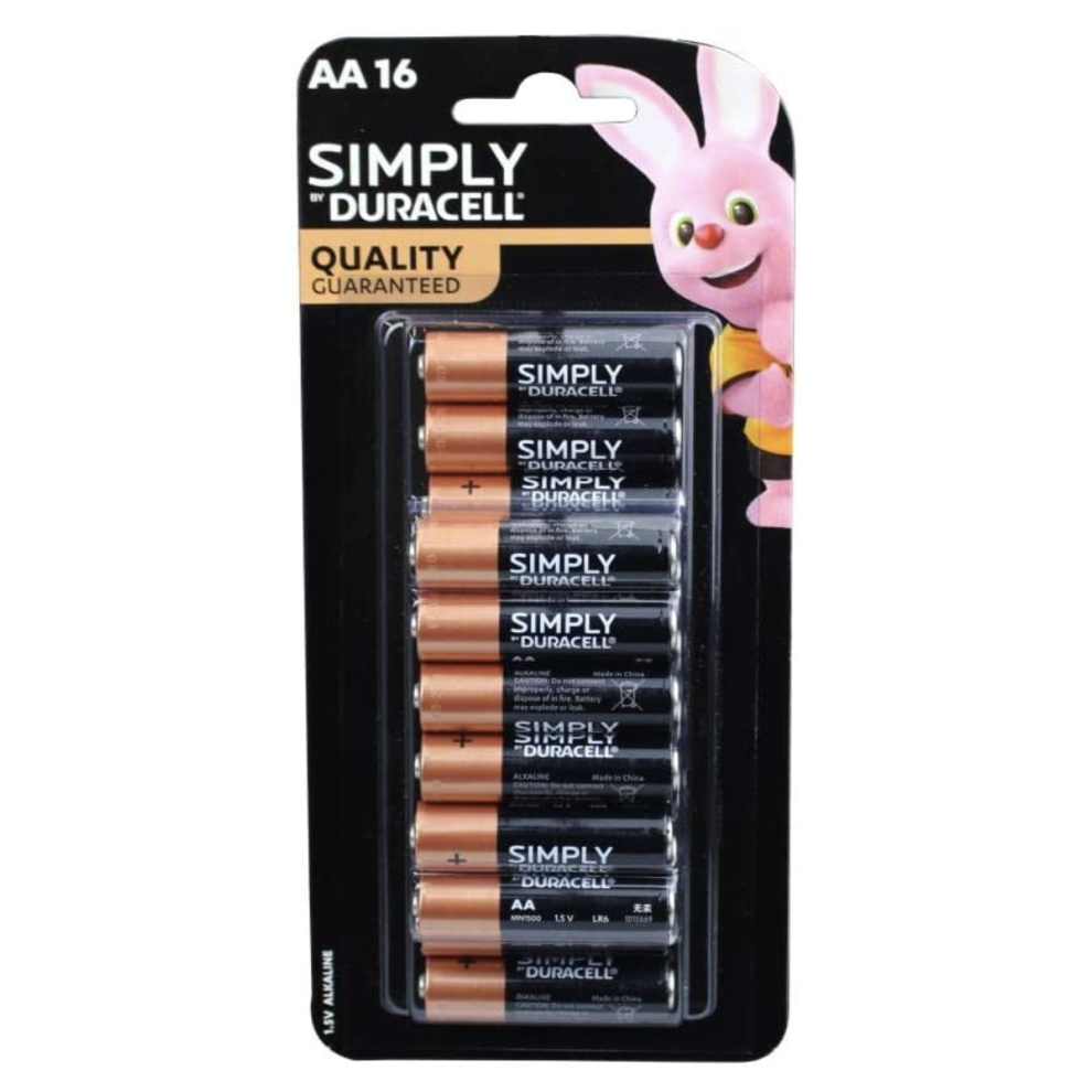 Duracell AA Simply Batteries 1.5 Volts Alkaline Battery - 1 Pack of 16