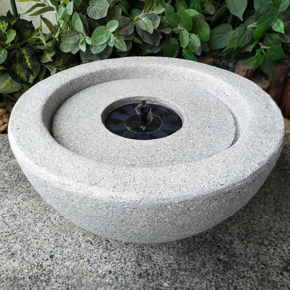 AllPondSolutions Bowl Stone Solar Water Feature - Light Grey