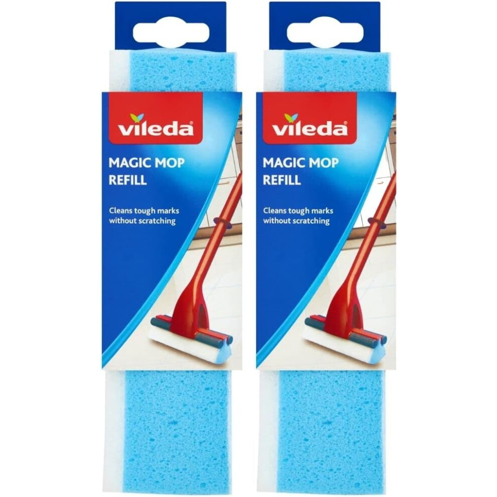 Vileda Magic Mop Refill, Pack of 2 Magic Mop Head Replacements, Authentic Mop Head