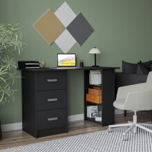 (Black) 115cm Large Computer Desk Office Makeup Vanity Dressing Table