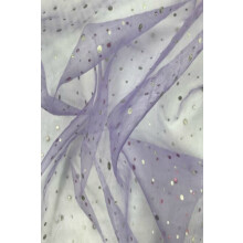 (Lilac With Silver, Fat Quarter) Organza Voile Dress Fabric Spots Hologram Sequins