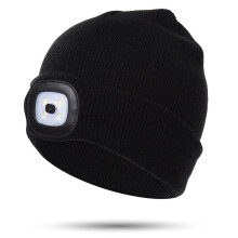 (Black) Usb Rechargeable Hat High&low Brightness Child Headlamp Hat 4 Led Beanies Hat