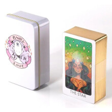 (3 eye) High Quality Iron Box Manara Oracle Tarot Cards Black Bronzing Process Playing Cards Gift Mordern Witch Wait Board Game