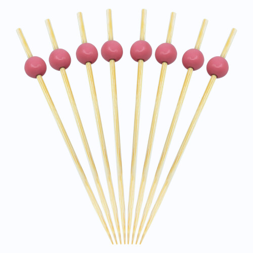 200pcs Pink Pearl Bamboo Cocktail Toothpicks