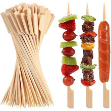 200 PCS Bamboo Sticks for Appetizers, 7 inch, Cocktail Sticks for Drinks, Fruit Kabobs, Sausages, BBQ Snacks, Wooden Paddle Skewers Mini Food Sticks,