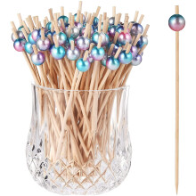 100 Pack Cocktail Sticks for Hors d'oeuvres, Wooden Toothpicks, Toothpicks for Food, Drinks, Fruit, Party Supplies, Barbecue Accessories - 4.72 inches