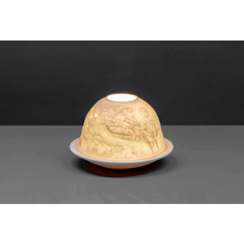 Shiseido Small Lithophane Christmas Dome Tealight Candle Holder - Flying Sleigh 1