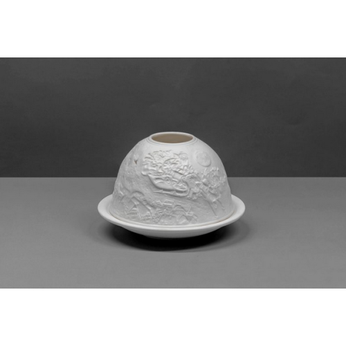 Shiseido Small Lithophane Christmas Dome Tealight Candle Holder - Flying Sleigh 2