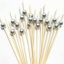 Toothpicks for Cocktails, Fancy Toothpicks for Hors d'oeuvres, 4.7 Inch 100 Bamboo Sticks, Toothpicks for Wedding Party Hors d'oeuvres, Silver Pearl D