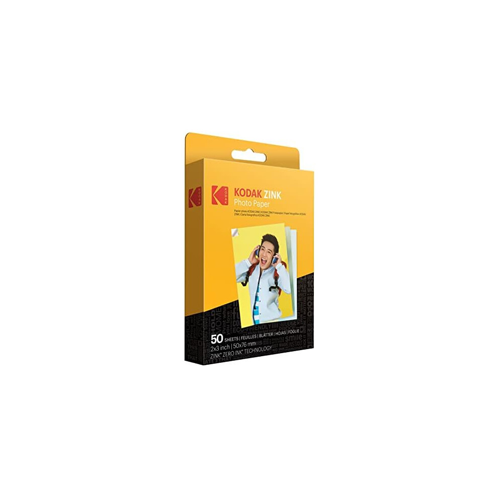 Kodak 2"x3" Premium Zink Photo Paper (50 Sheets) Compatible with Kodak Smile, Kodak Step, PRINTOMATIC