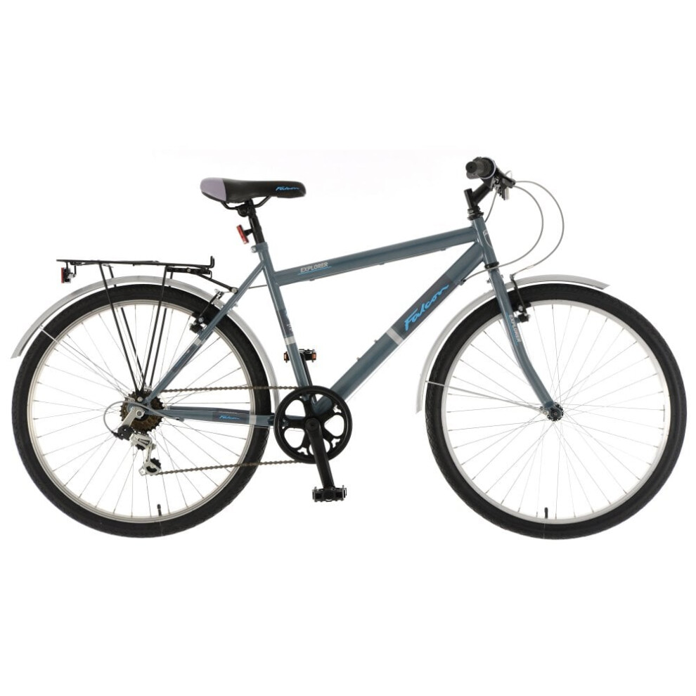 Falcon Explorer Mens Hybrid City Bike 6 Speed Grey/Blue-image-OPC-PFV6ZHP-NEW