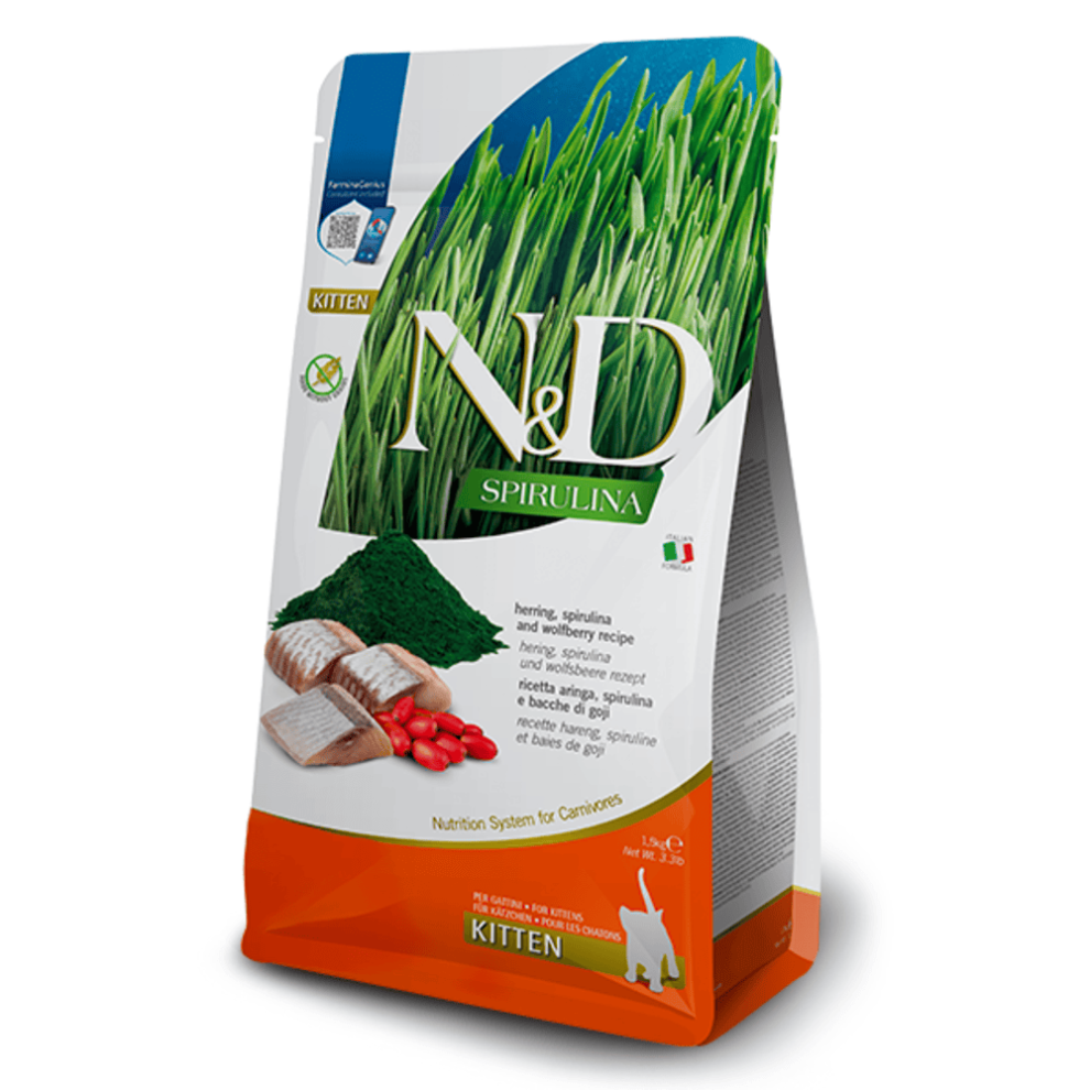Farmina N&D Spirulina Kitten Herring -Free High-Quality Protein 1.5Kg Grain