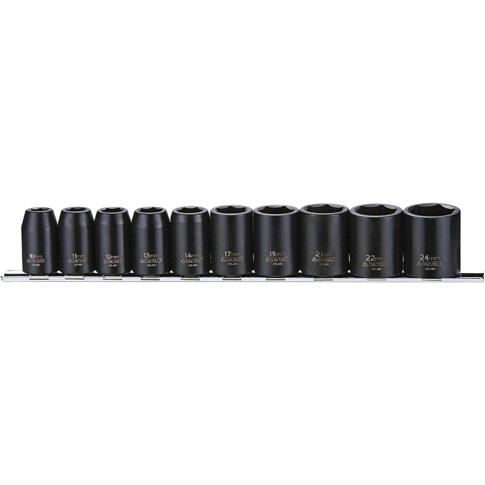 Teng 9121 10 Piece Metric Impact Socket Set 1/2In Square Drive 885334830338