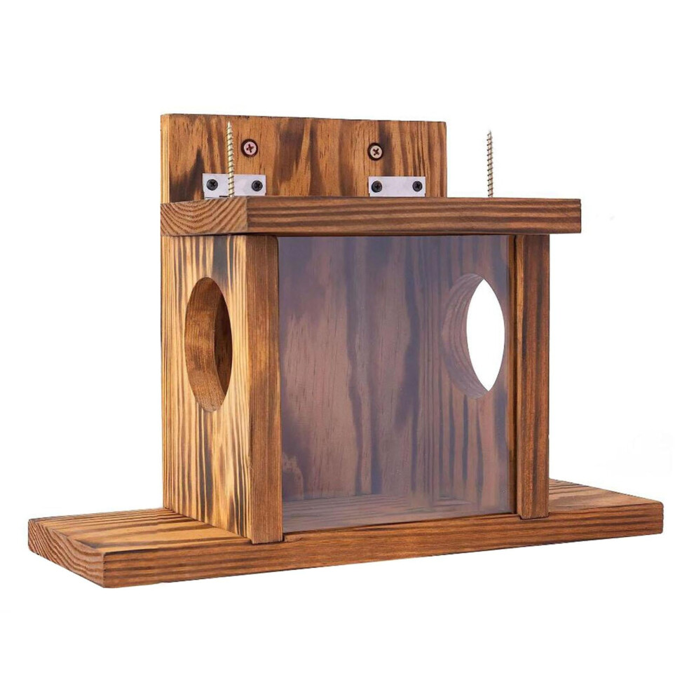 Miulika Outside Wood Squirrel Feeder Squirrels Feeding Box Spacious Easy to Fill Stable Handcrafted for Backyard Fence Outdoor Garden