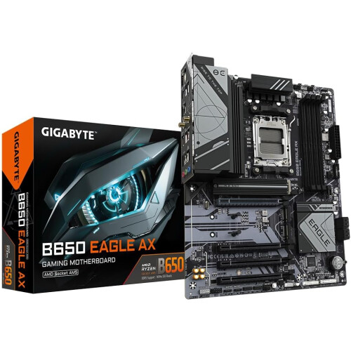 Gigabyte Gigabyte B650 EAGLE AX Motherboard - Supports AMD Ryzen 7000 CPUs, 12+2+2 Phases Digital VRM, up to 7600MHz DDR5 (OC), 1xPCIe 5.0 + 2xPCIe 4.0 M.2