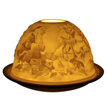 Small Lithophane Christmas Dome Tealight Candle Holder - Friends Of Santa Claus