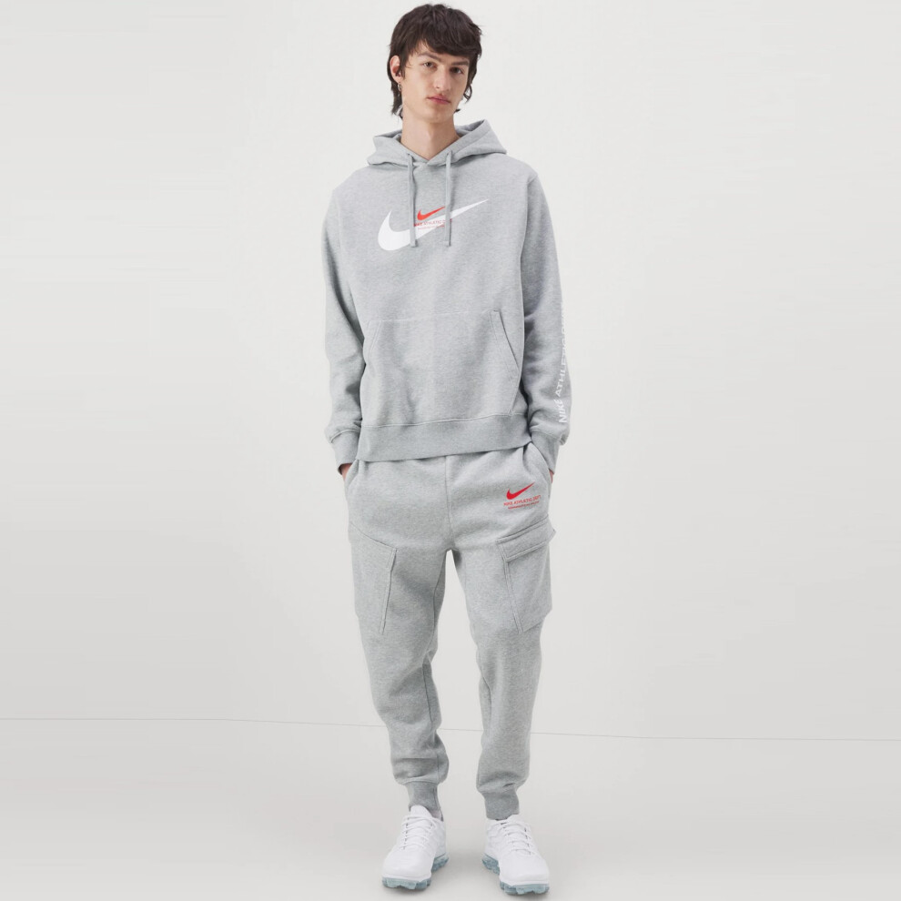 (Grey, S) Nike Mens Athletic Fleece Tracksuit Cargo Joggers Pullover Hoodie