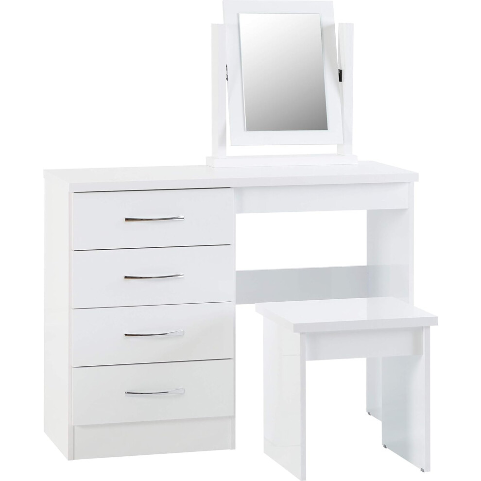 Seconique Nevada Dressing Table Set in White Gloss