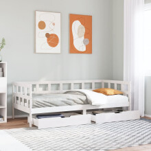 vidaXL Daybed with Drawers Sofa Bed Guest Bed White 90x200 cm Solid Wood Pine