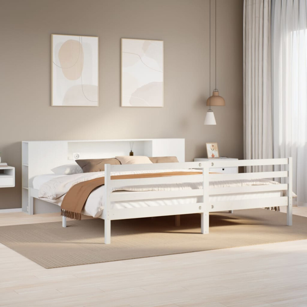 vidaXL Bookcase Bed without Mattress Bed White 200x200 cm Solid Wood Pine