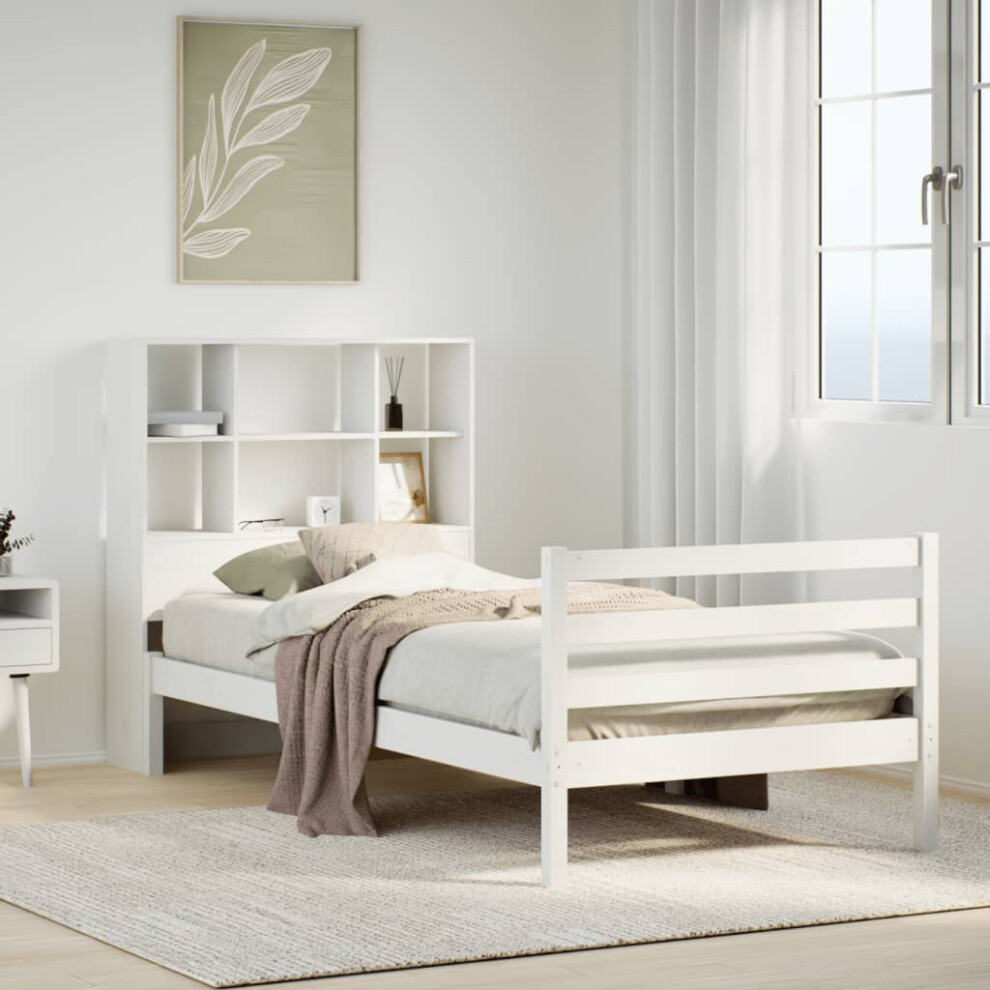 vidaXL Bookcase Bed without Mattress White 100x200 cm Solid Wood Pine