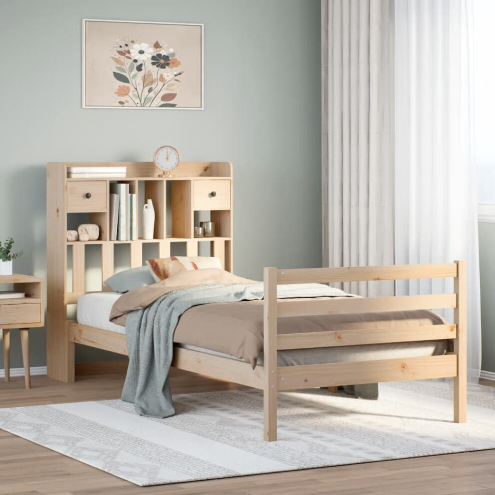 vidaXL Bookcase Bed without Mattress 90x190 cm Single Solid Wood Pine