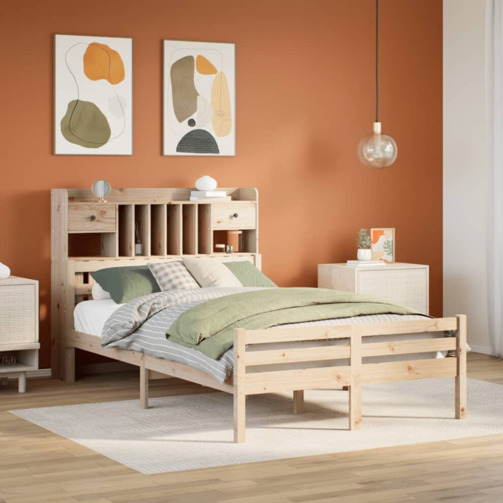 vidaXL Bookcase Bed without Mattress Bed 135x190 cm Double Solid Wood Pine